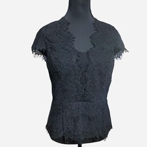 Y2K Bebe Lace Top Womens Medium Black Zipped Back Whimsygoth Goth Boho Coquette